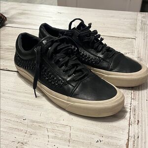 Vans Old School Leather Weave Black and Cream 13